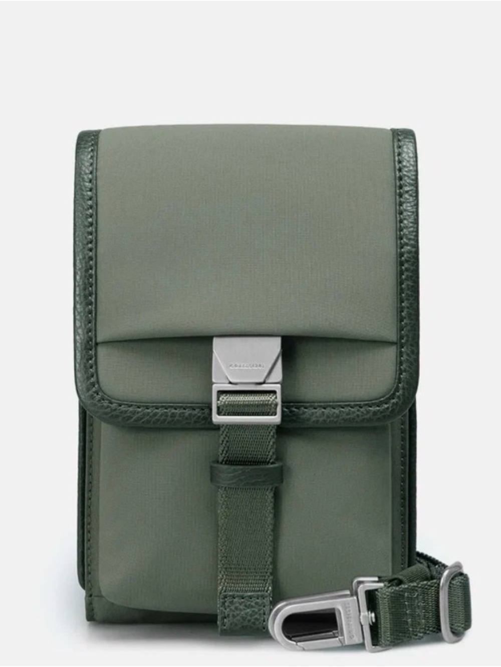 Men's Olive Green Crossbody Phone Case with Buckle Closure